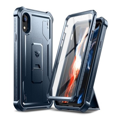 Dexnor for iPhone XR Case, [Built in Screen Protector and Kickstand] Heavy Duty Military Grade Protection Shockproof Protective Cover