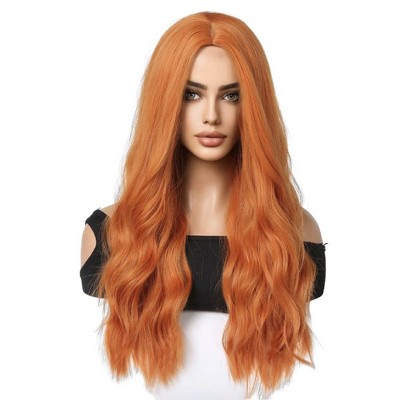 Jessie's Wig 26 Inch Long Wavy Middle Part Synthetic Wig Ginger Color 1 Pc/Pack