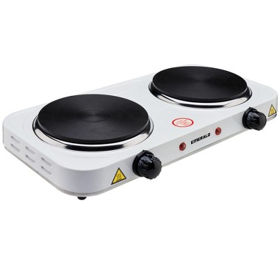 White Aluminum 2000 Watt Electric Double Burner Hot Plate