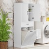 ORRD Bathroom Storage Cabinet with 2 Laundry Baskets, Drawer, and Doors, Compact Organizer for Home, White - 2 of 4
