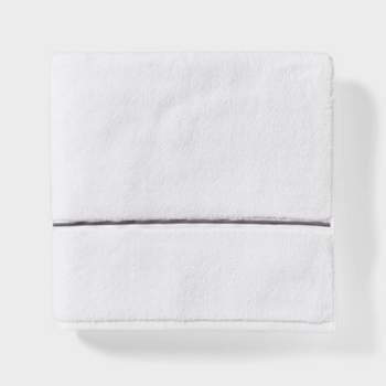 Oversized Spa Plush Bath Towel Dark Gray Embroidered - Threshold™