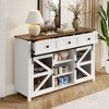 Okak Modern Glass Buffet Sideboard Storage Cabinet for Dining Room,Kitchen Pantry Cabinets with Sliding Barn Door & Metal Handles - 2 of 4