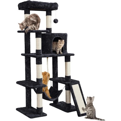 Large Multi-Level Cat Tree, 63 Inches Tall with Sisal-Covered Scratching Posts, Condo, Hammock