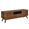 Homy Casa Mid Century Wood TV Stand with Storage Cabinets and Open Shelf for Living Room, Walnut - 2 of 4