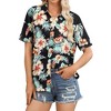 Nlife Womens Button Down Hawaiian Shirts Short Sleeve Floral Print Summer V Neck T-Shirt Casual Summer Beach Blouses Tops - 2 of 4