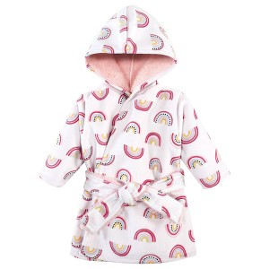 Hudson Baby Infant Girl Mink with Faux Fur Lining Pool and Beach Robe Cover-ups, Modern Rainbow - 1 of 2