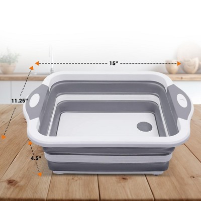 Gray Silicone Collapsible Cutting Board with Drainage Hole
