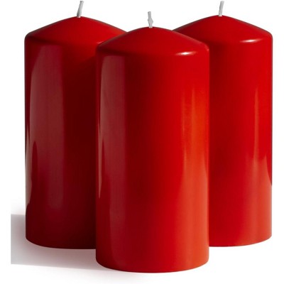 3x6 inch Red Pillar Candle Set of 3 - Large Pillar Candles Red Perfect for Any Occasion - Long Burning Red Candles Unscented