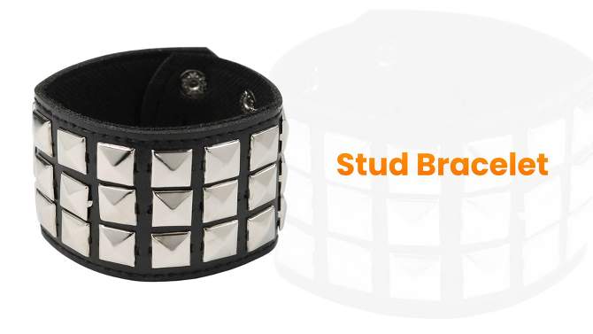 Skeleteen Faux Leather Stud Bracelet - Black, 2 of 7, play video