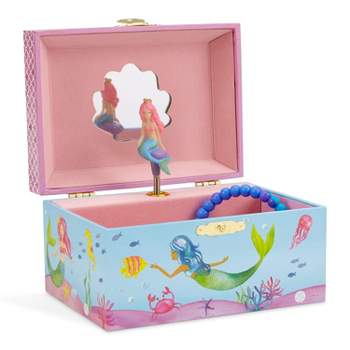 Jewelkeeper Mermaid Musical Jewelry Box, Over the Waves Tune, Blue and Pink