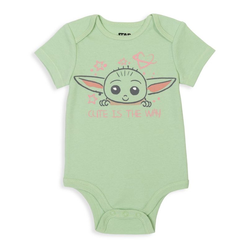 Star Wars The Mandalorian Baby Yoda Baby Girls 5 Pack Short Sleeve Baby Bodysuits Multicolor 24 Months, 5 of 8