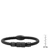 Steeltime Men's genuine black braided leather and stainless steel bracelet with simulated black diamonds accents - 3 of 4