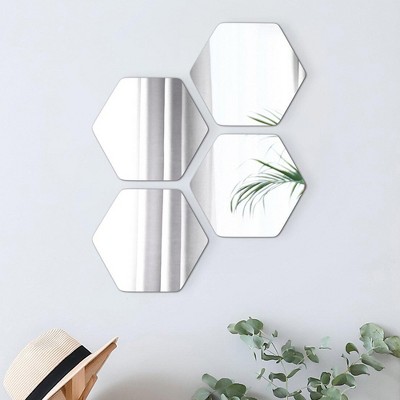 Evideco French Home Goods Set of 4 Small Self-Adhesive Decorative Mirrors – Available in 8 Unique Shapes