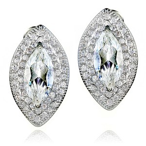 ELYA Marquise Cubic Zirconia Sterling Silver Earrings (21mm) - 1 of 3