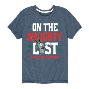 Boys' - SpongeBob SquarePants - Plankton Naughty List Short Sleeve Graphic T-Shirt - 1 of 4