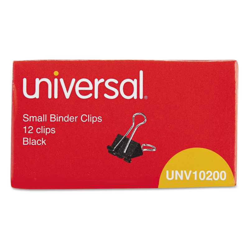 UNIVERSAL Small Binder Clips 3/8" Capacity 3/4" Wide Black 12/Box 10200, 1 of 10