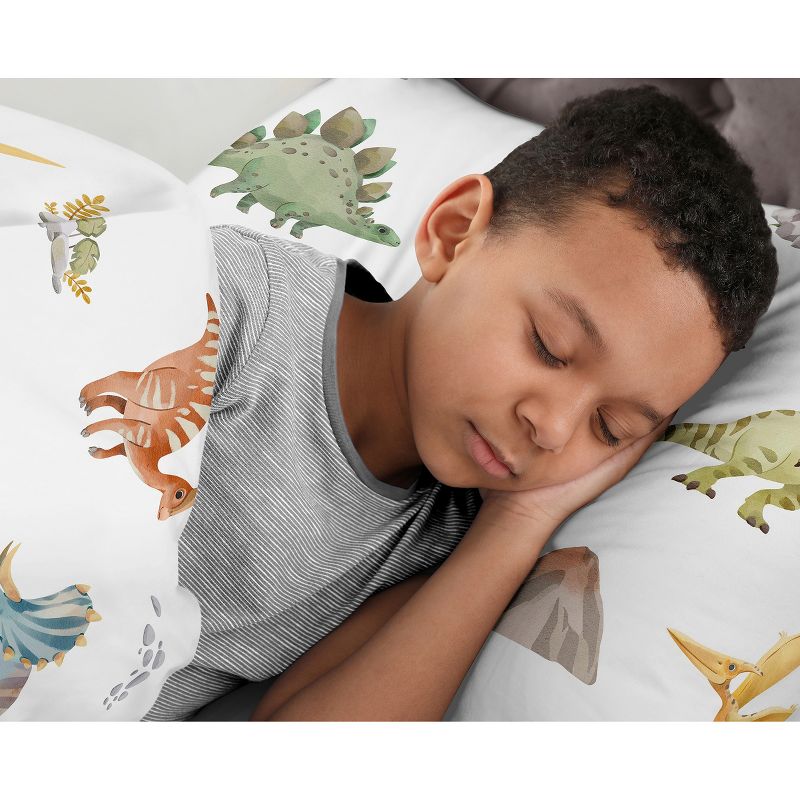 Sweet Jojo Designs Boy Full/Queen Comforter Bedding Set Watercolor Dinosaur Dino Multicolor 3pc, 5 of 8