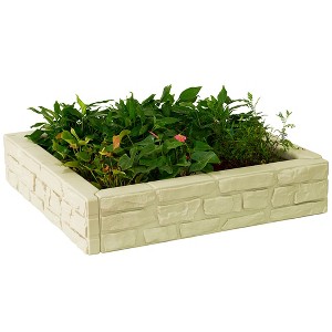 Modern Home 4'x4' Stone Raised Garden Bed Kit - Modular Flower/Planter Kit - 1 of 4