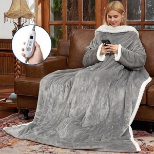 Wearable Heated Blanket with Foot Pocket & Sleeves,Electric Snuggle Throw Blankets - 1 of 4