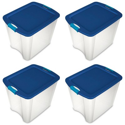 Photo 1 of *** missing 3 **Sterilite 26 Gallon Plastic Latch & Carry Storage Bin Tote Baskets with Comfortable Handles for Household and Office Organization