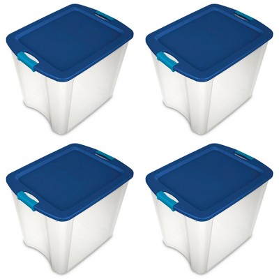 Photo 1 of *** missing 3 **Sterilite 26 Gallon Plastic Latch & Carry Storage Bin Tote Baskets with Comfortable Handles for Household and Office Organization