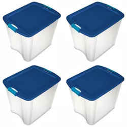 Sterilite Latch & Carry 26 Gallon Stackable Plastic Storage Bin Tote Baskets with Latching Lids and Handles for Home, Office, and Bedroom, (4 Pack)