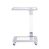 LOVMOR Side Table, Acrylic Sofa Table, Glass Top C Shape Square Table with Metal Base for Living Room, Bedroom - 3 of 4