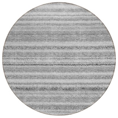 Gray Silver And Charcoal Striped Washable Indoor Outdoor Area Rug