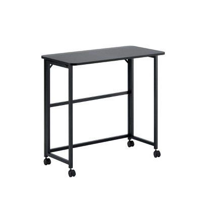 GlasFlength Folding Tables Space Saving Foldable Desk Compact Simple Design for Modern Home Offices Bedroom, Black, 31.5"*15.75"*29.53"