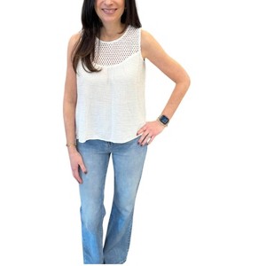 Women's Gauze and Crochet Top - red haute - 1 of 3
