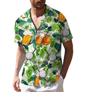 Men's Hawaiian Short - Sleeve Shirt, Classic Aloha Button - Down, Casual Beach Party Vacation Top - 1 of 4