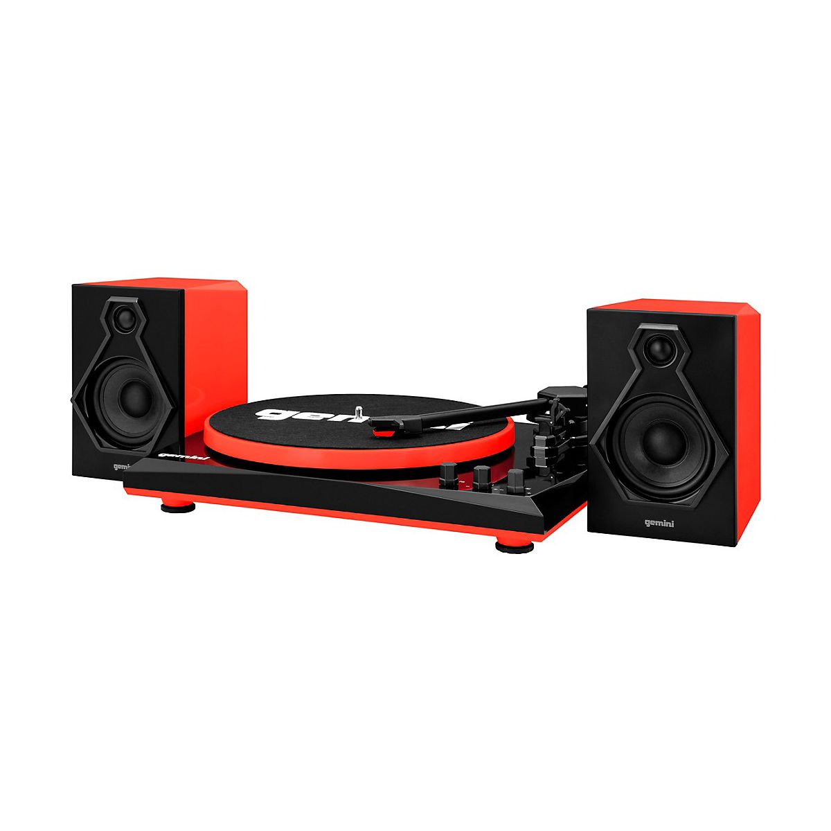 Gemini TT-900BR Vinyl Record Player Turntable With Bluetooth and Dual Stereo Speakers Black/Red - thumbnail 2