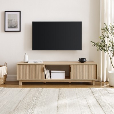 Coastal Oak Modern Fluted 2-Door TV Stand