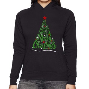 LA Pop Art We Wish You A Merry Christmas - Women's Word Art Hooded Sweatshirt - 1 of 4