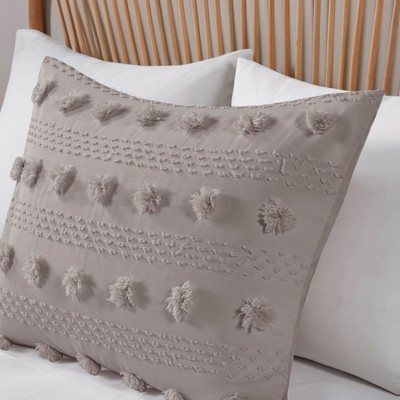Gray Twin Down Alternative Microfiber Comforter Set with Pom Pom