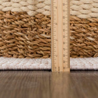 Gowan Beige and Cream Flat Woven Polyester Area Rug 7'9" x 10'