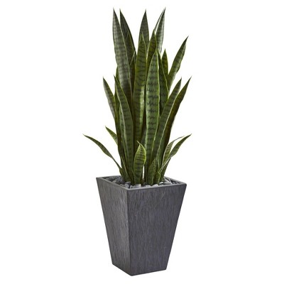 Nearly Natural 45-in Sansevieria Artificial Plant in Sate Planter