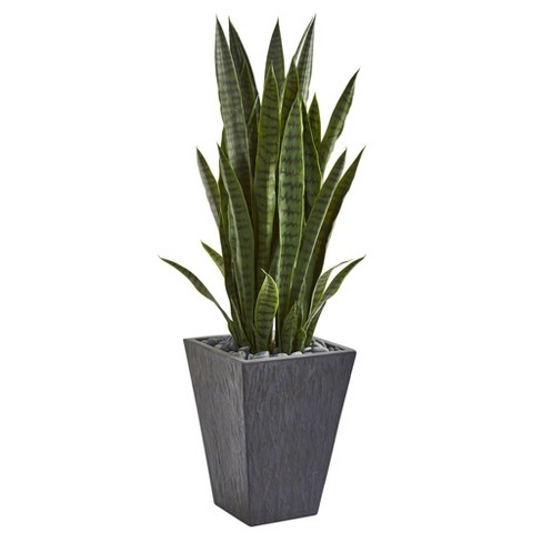 Nearly Natural 45-in Sansevieria Artificial Plant In Sate Planter