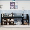 Okak Twin Size Metal Bookcase Loft Bed with Stairs & Storage Cubby,Contemporary Bed Frame for Bedroom,Kids Room - 3 of 4