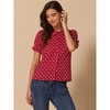 INSPIRE CHIC Women's Elegant Puff Sleeve Polka Dots Peter Pan Collar Vintage Shirt Top - 3 of 4