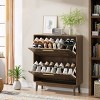 Mid-Century Modern Walnut Shoe Cabinet with 2 Flip Drawers,31.5" Freestanding Entryway Organizer for Hallway & Foyer-Baofuwish - 3 of 4