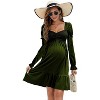BLUEMING Womens Maternity Dress Lantern Sleeve Babydoll Dress High Rise Smocked Wasit Flounce Hem Midi Dress - 4 of 4