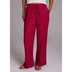 RBX Active Women's Linen Pants, Drawstring Waist Relaxed Fit Wide