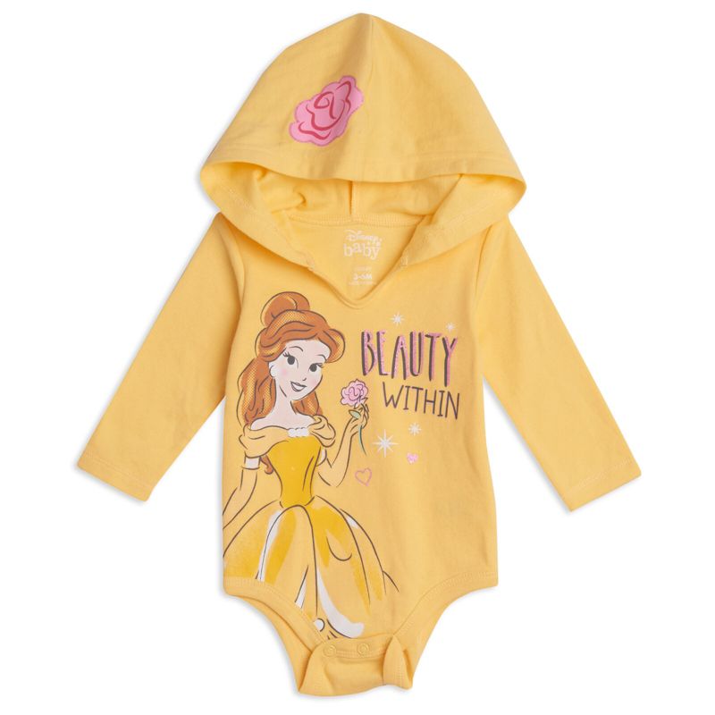Disney Cinderella Princess Belle Princess Ariel Baby Girls 3 Pack Bodysuits Newborn to Infant, 3 of 9