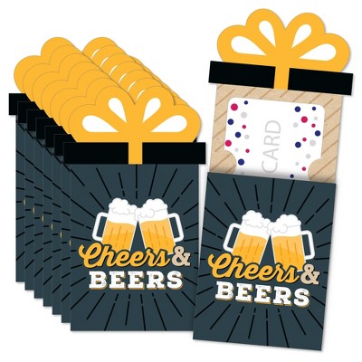Big Dot of Happiness Cheers and Beers Happy Birthday - Birthday Party Money and Gift Card Sleeves - Nifty Gifty Card Holders - Set of 8