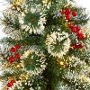 50in. Frosted Pine Artificial Christmas Tree with 100 Clear LED Lights & Berries in White Planter – Compact Holiday X-Mas Accent - 4 of 4