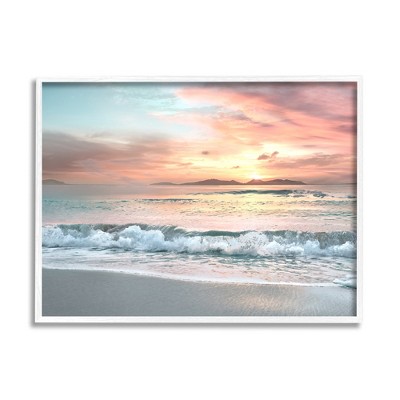 Stupell Industries Morning Sunrise Beach Landscape Distant Mountains Rolling Tide