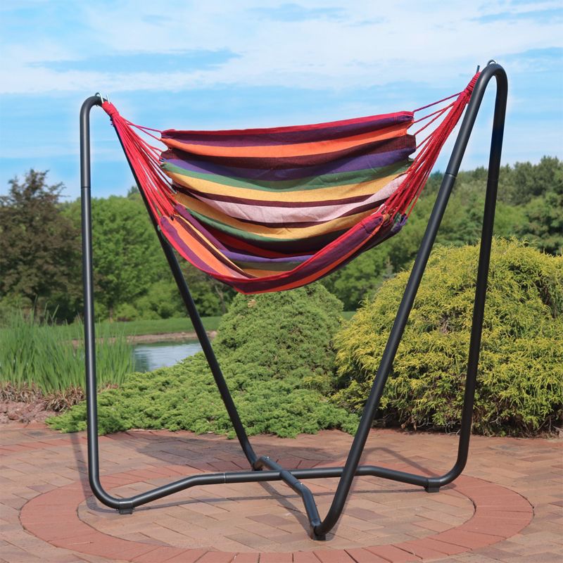 Sunnydaze Hanging Rope Hammock Chair with Space-Saving Stand - 330 lb Weight Capacity, 2 of 9