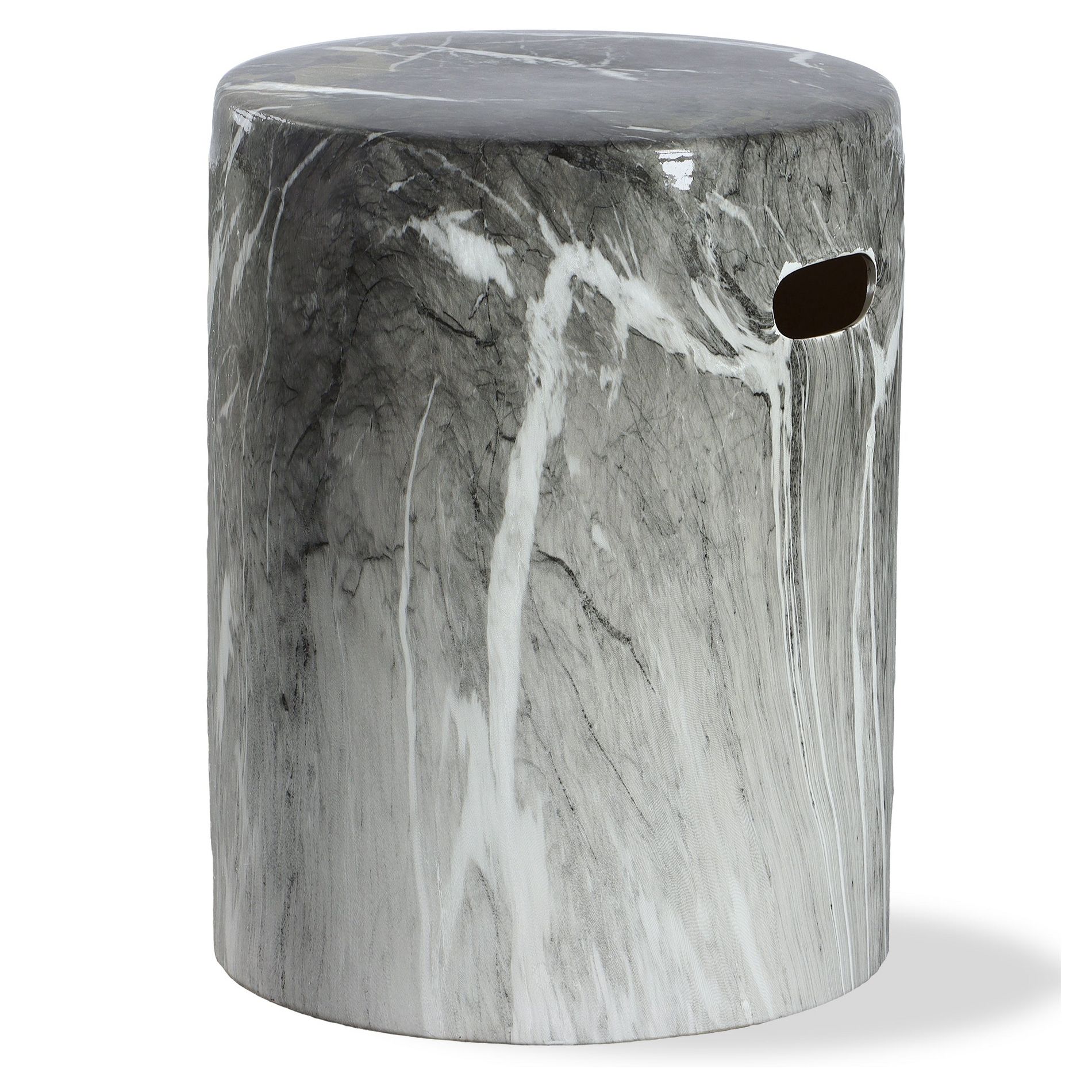 Uttermost Designer Marvel Marbled Black and White Ceramic Garden Stool