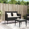 vidaXL Outdoor Poly Rattan Loveseat Bench - Black Patio Seating with Cream Cushions, Under Seat Storage, Powder-Coated Steel Frame - 3 of 4